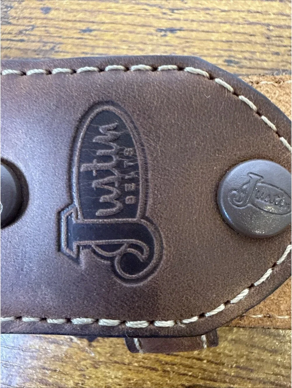 Justin Boots Leather Belt C10883 Size 38 Horse Head Concho Western Brown NWOT